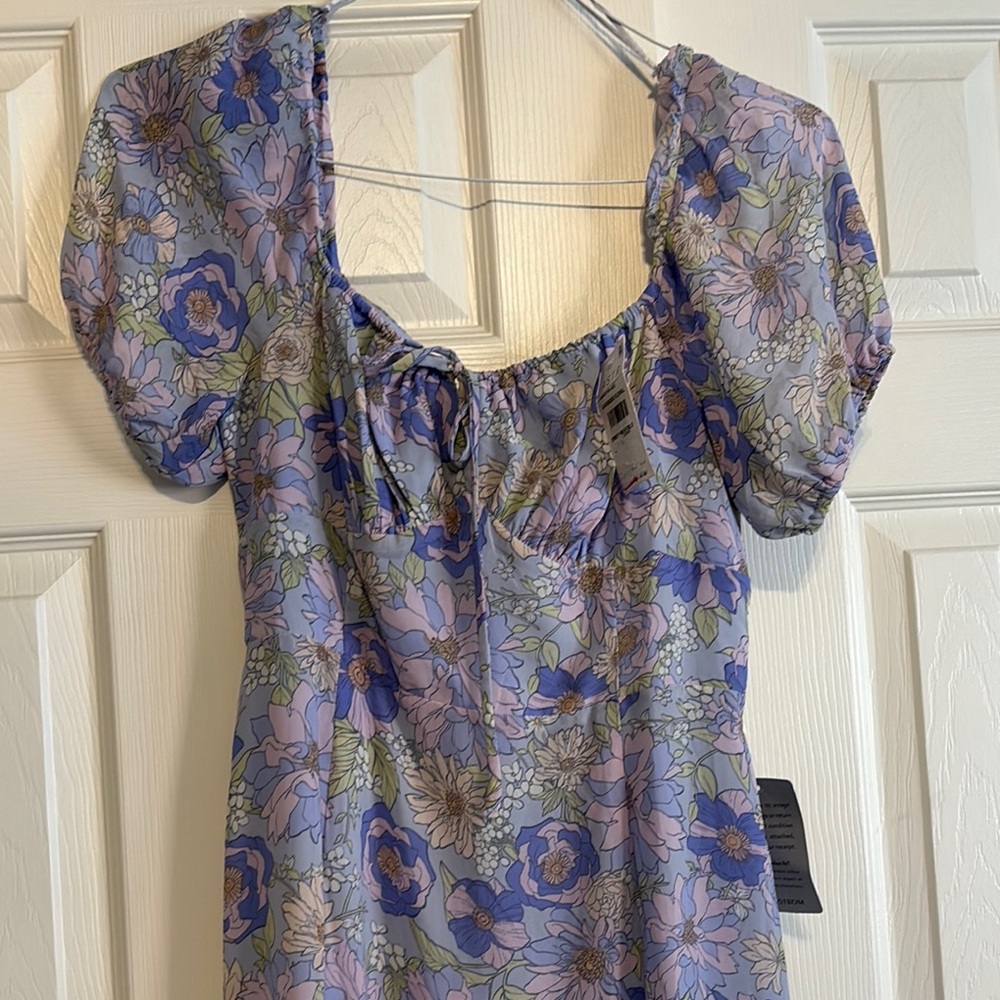 Astr Blue and Purple Floral Maxi Dress